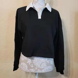 Women's Oversized Long Sleeve Collared Top Sz S